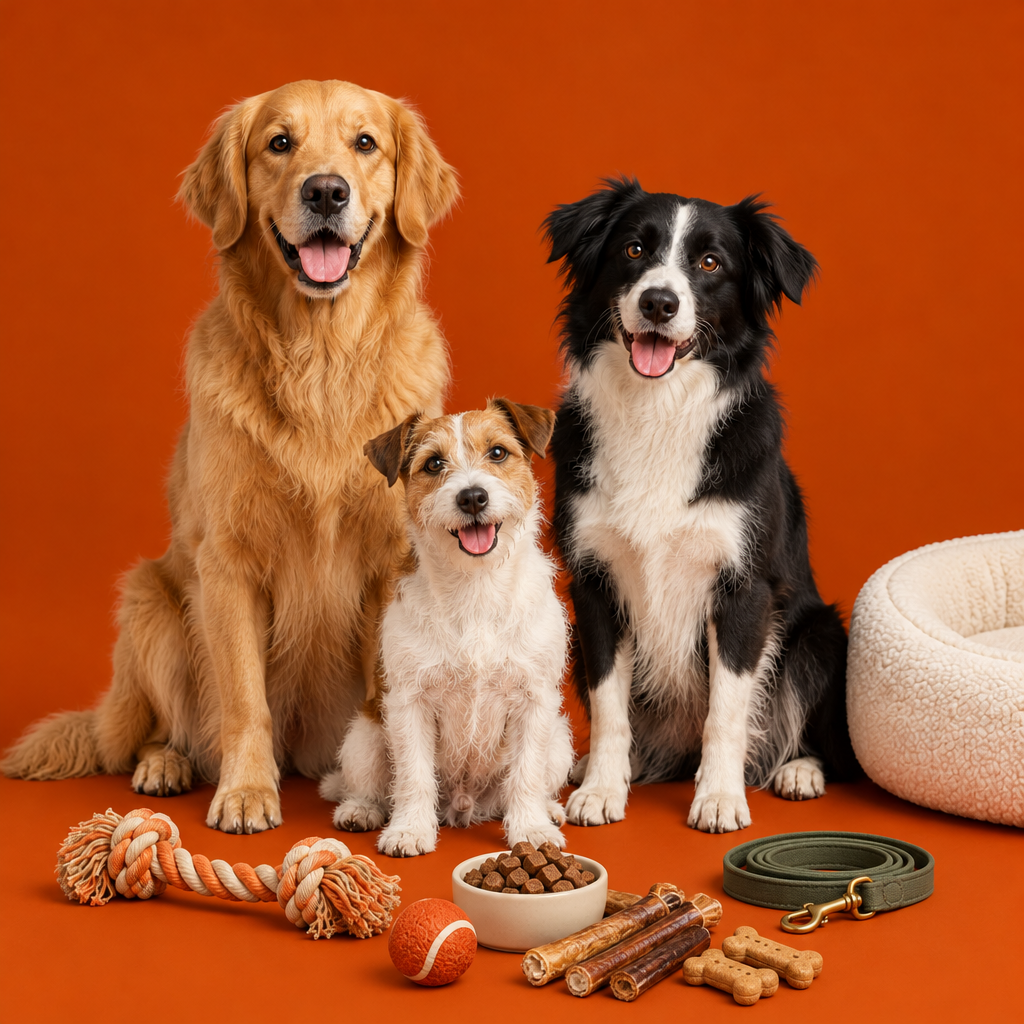 Honden met snacks en accessoires