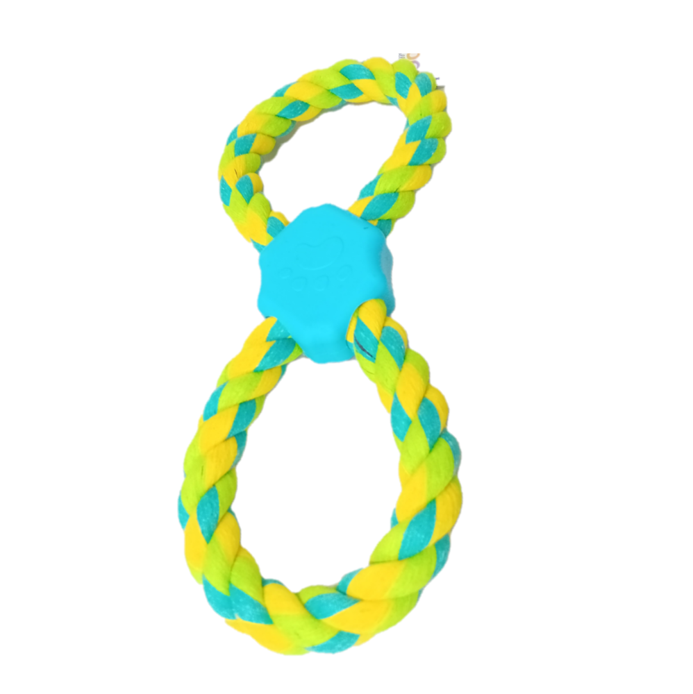 Dogs Collection - Tug Rope with Rubber - Chewing Part Blue - 32 & 41 cm