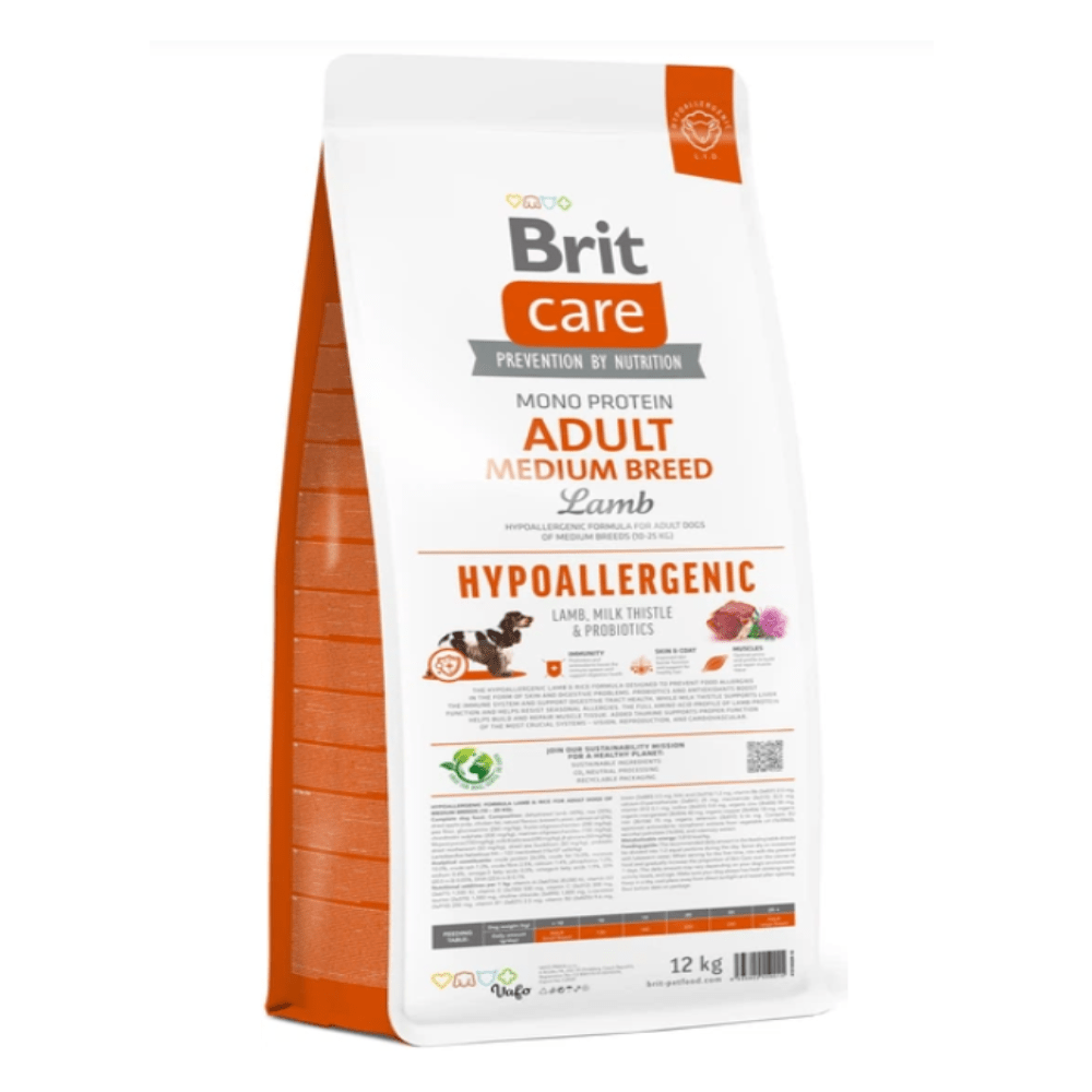 Brit Care - Hypoallergenic - Adult Medium Breed - Lam & Rijst - 12 kg - Diergigant