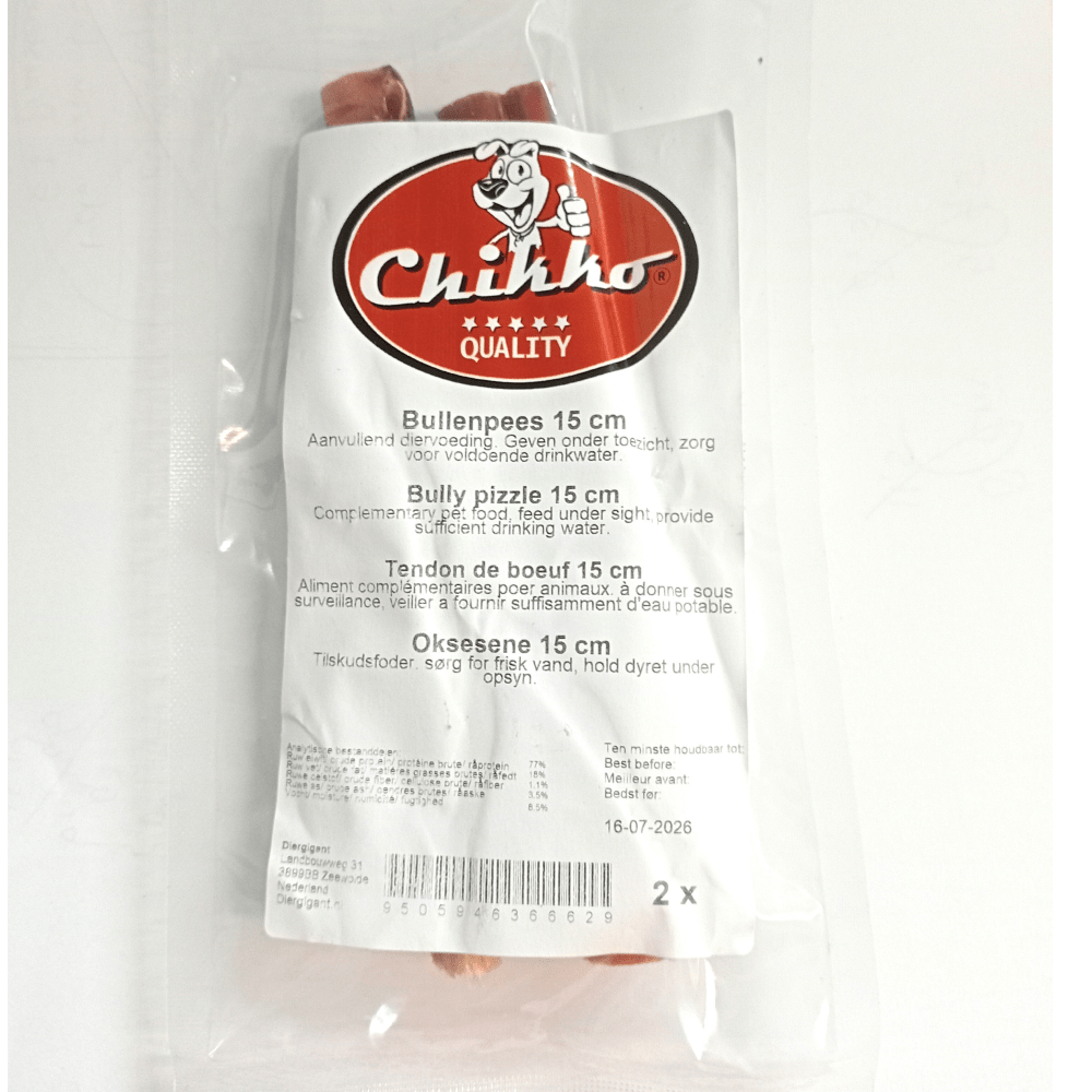 Qualité Chikko - Tendon de taureau 100% naturel - 2 pièces - Du plaisir à mâcher pour votre chien !