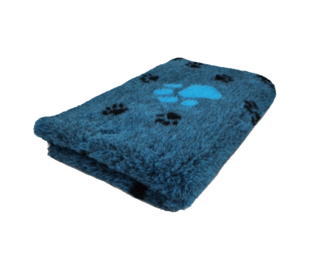 Chikko Quality - Anti-slip Vetbed - Blue Petrol with bright blue and black paw print
