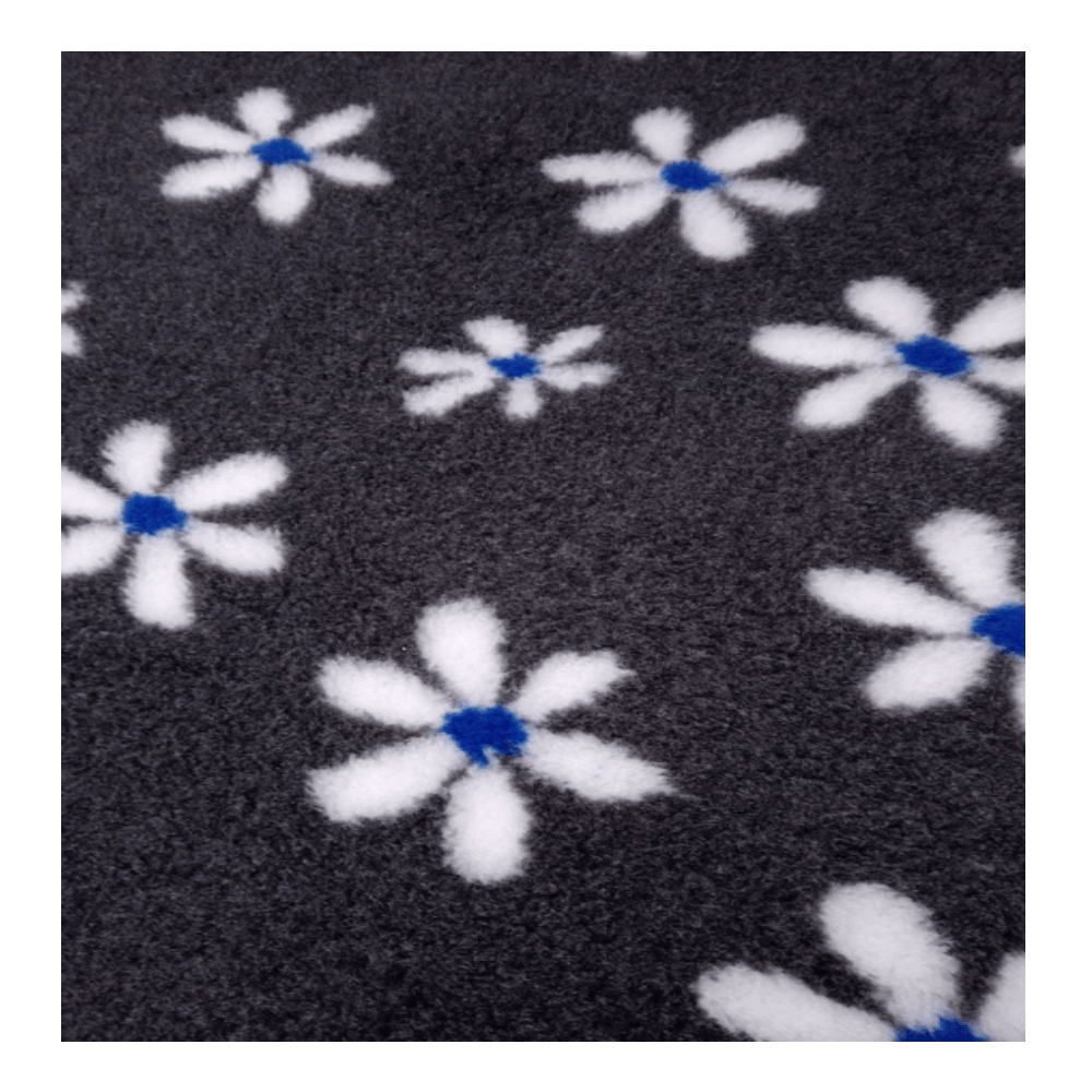 Chikko Qualität - Antirutsch Vetbed - Schwarz Weiß/Blaue Blume - 150x100cm