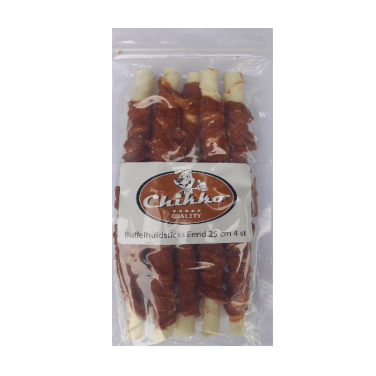 Chikko Quality - Buffalo Hide Stick Duck - 25 cm - 4 pieces - 250 grams