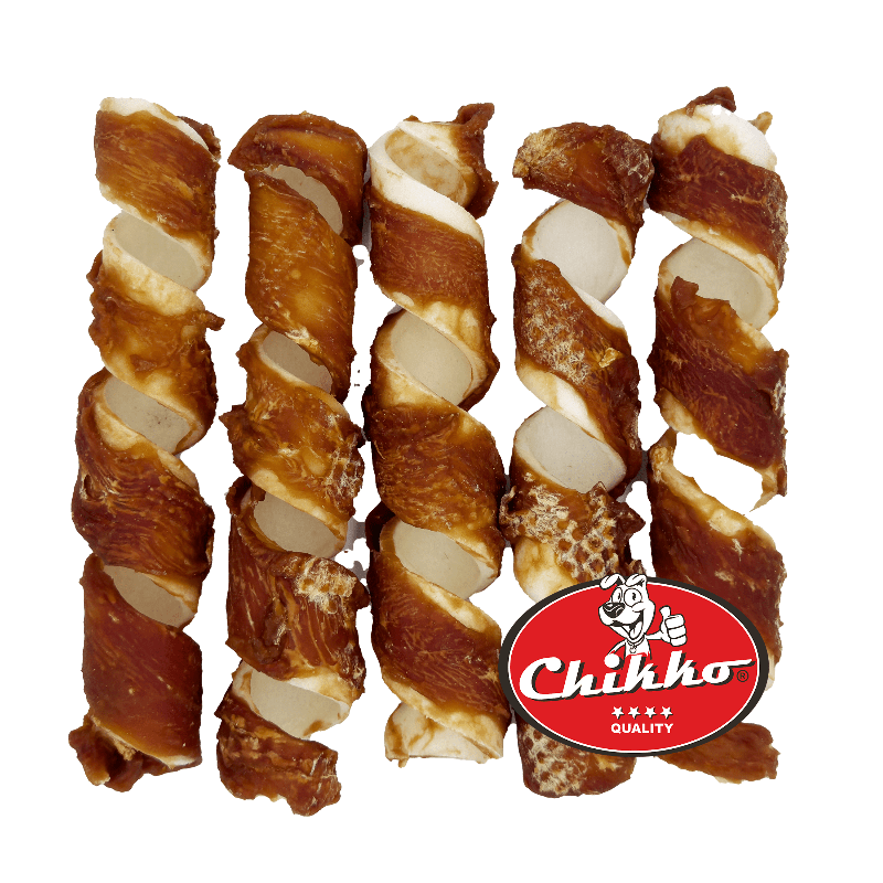 Chikko Quality - Buffelhuidwokkels met Eend - 5 stuks à 15cm