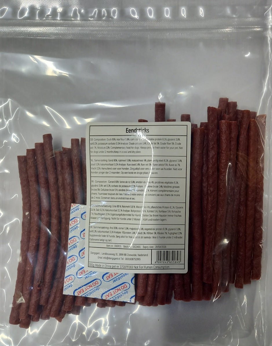 Chikko Quality Eend Sticks - Malse Beloning voor Honden - 300 gram - Diergigant