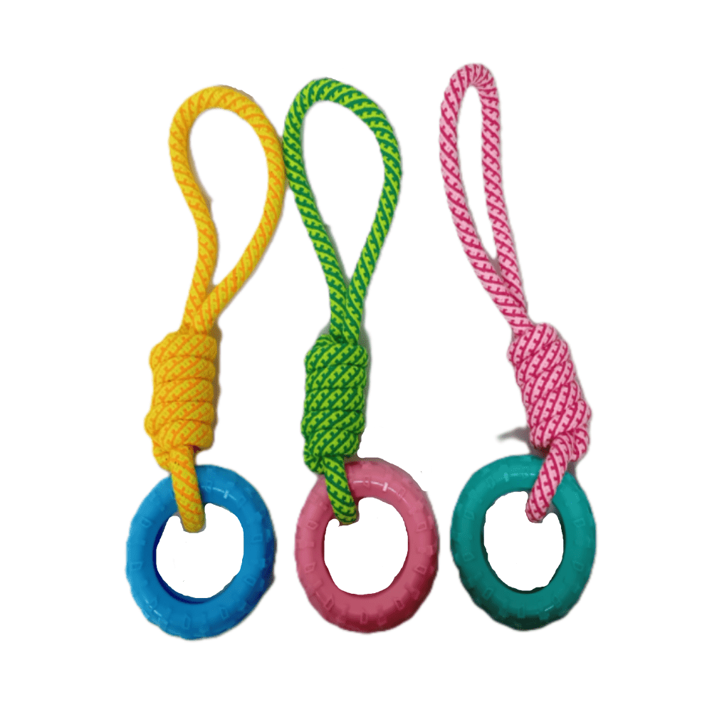 Chikko Quality - Trektouw met ring - Stevig - roze/mintgroen - 39 cm