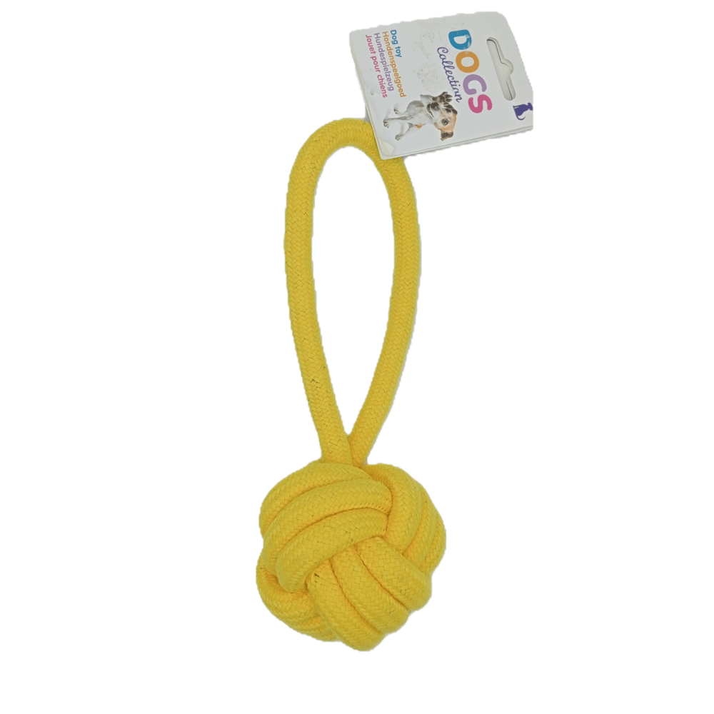 Dogs Collection - Hondenspeelgoed -  Trektouw met Bal - Geel
