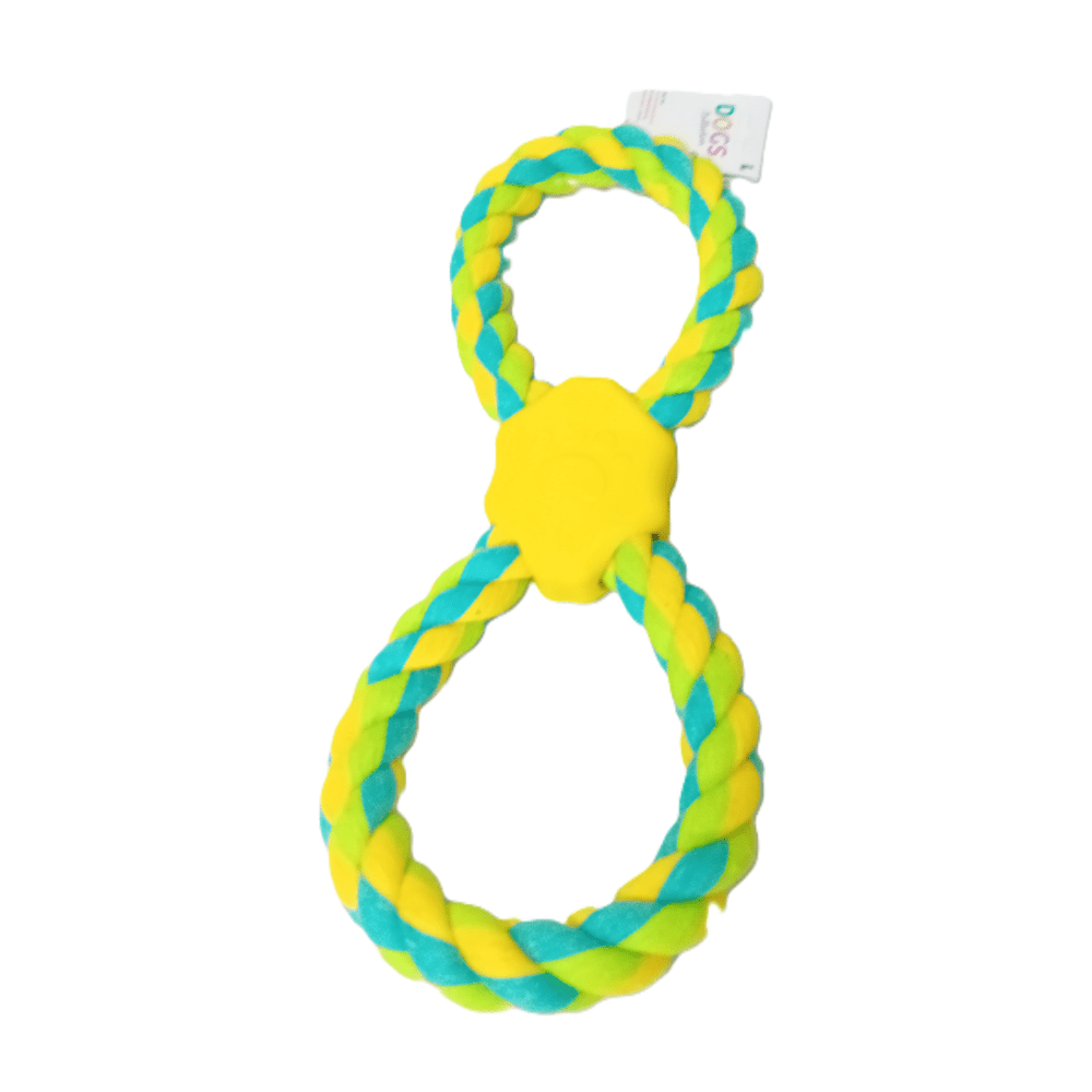 Dogs Collection - Tug Rope with Rubber - Chewing Part Yellow - 32 & 41 cm