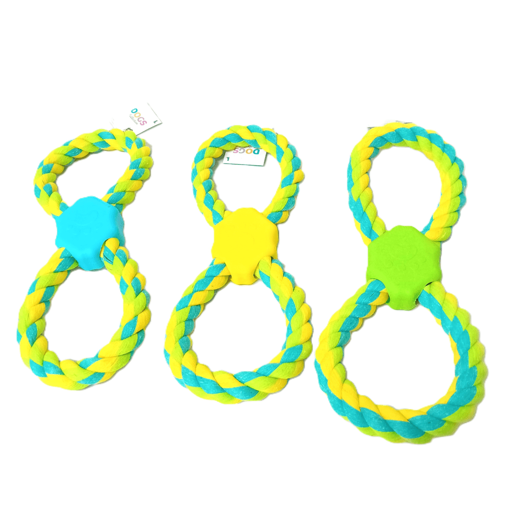 Dogs Collection - Tug Rope with Rubber - Chewing Part Green