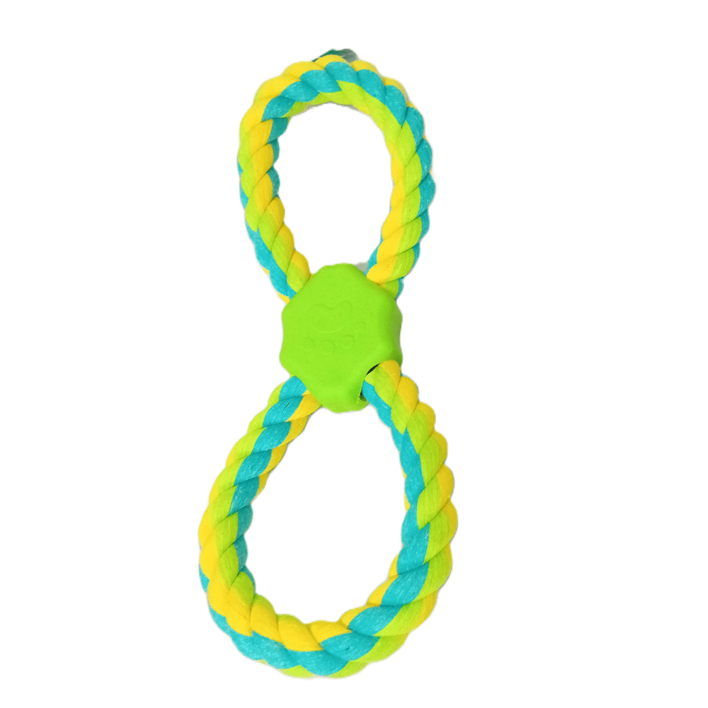 Dogs Collection - Tug Rope with Rubber - Chewing Part Green