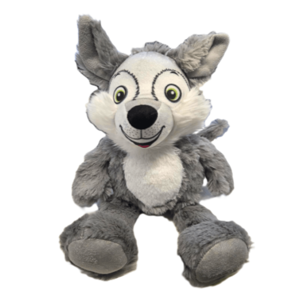 Flamingo - Grå Ræv 'Rabba' - Plys - Legetøj med Pibe - 35cm