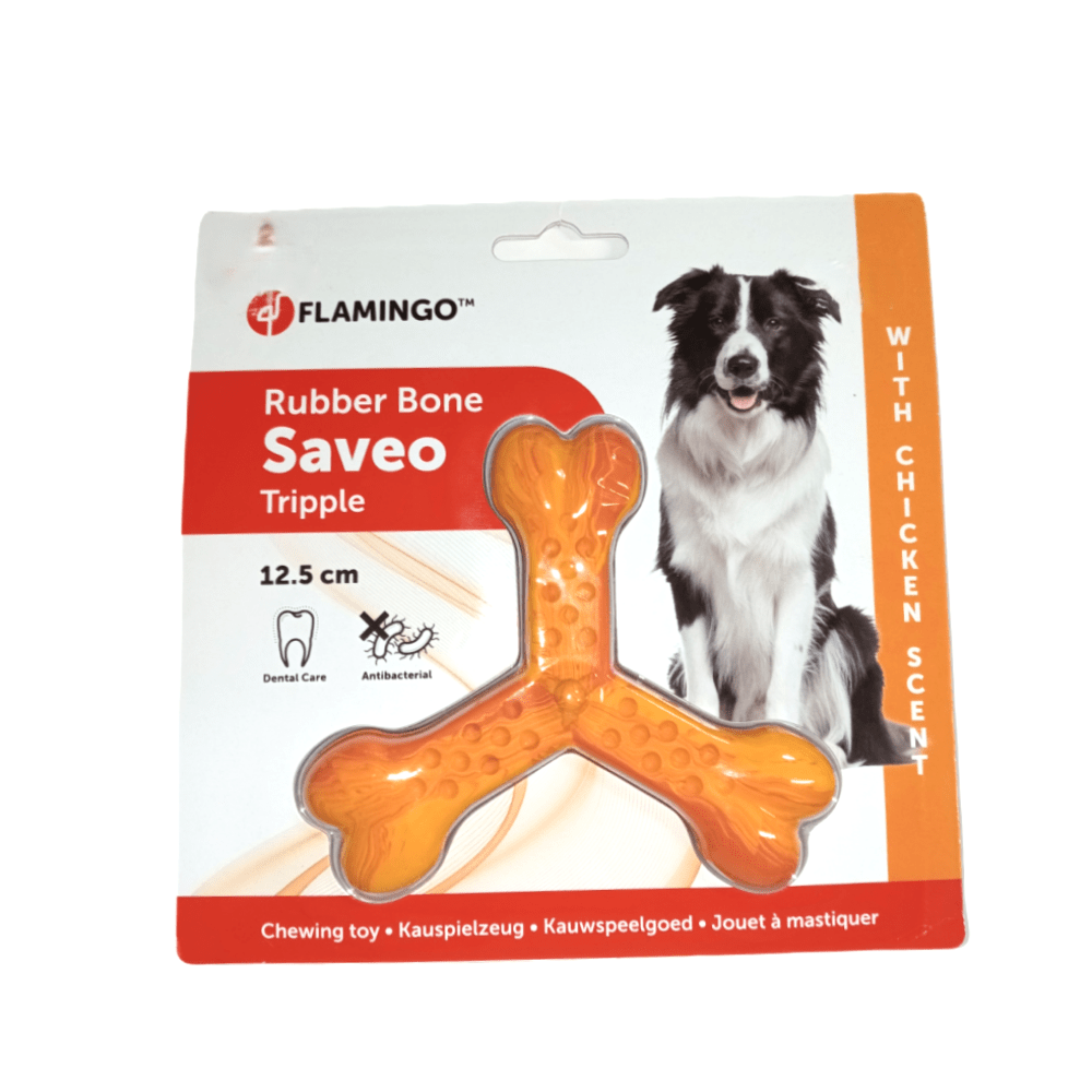 Flamingo - Saveo - Chew toys - Chicken scent - Cleans Teeth & Massages Gums
