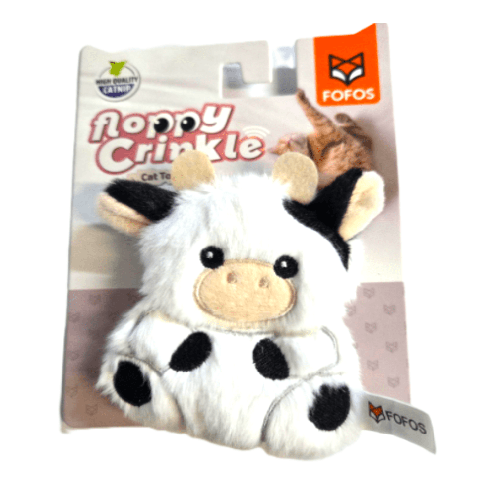 Fofos - Floppy Krølle - Ko - Kattens legetøj Catnip & Raslefolie - 11cm