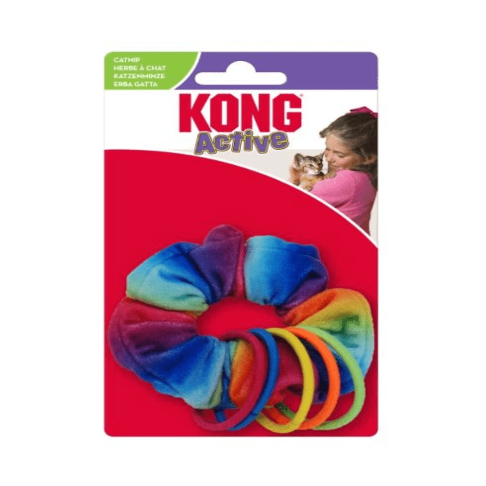 Kong - Aktiv Scrunchie - Farverigt Kattelegetøj - 8,8 cm