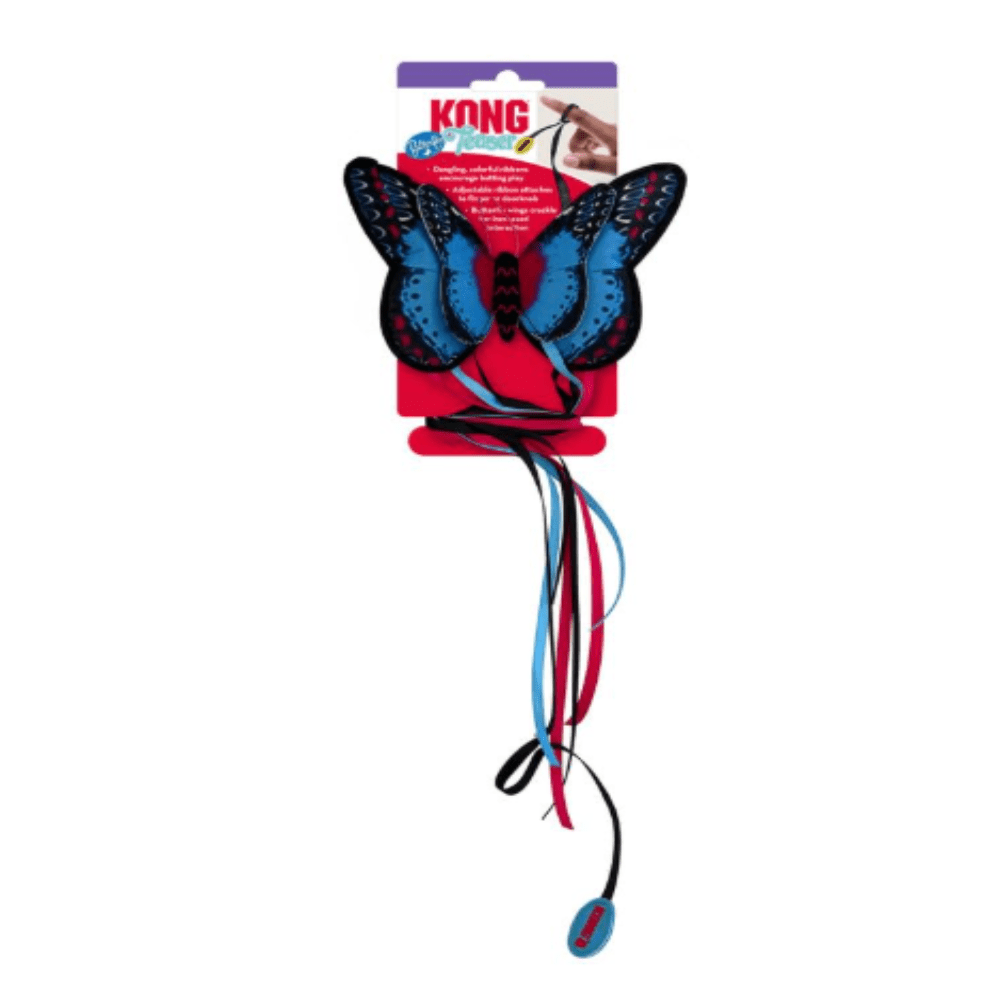 Kong - Butterfly Teaser - Interaktivt Kattelegetøj - Blå - 100 cm