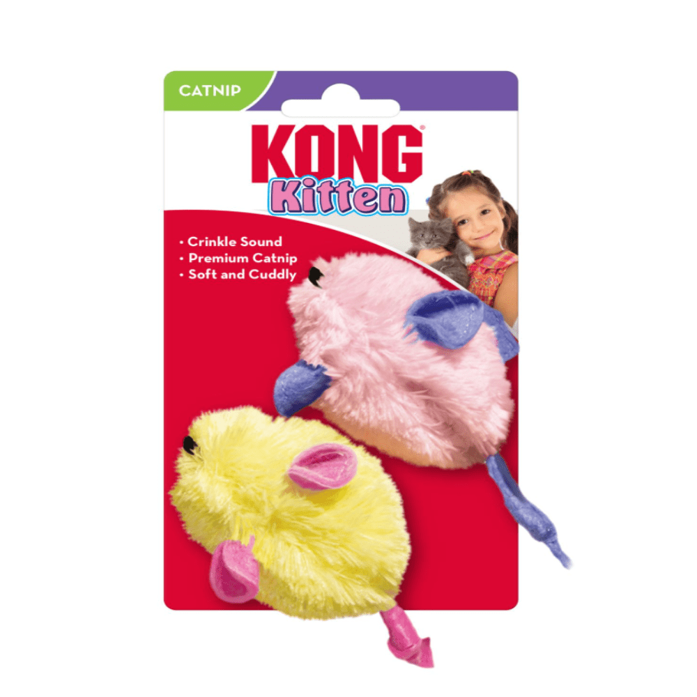 Kong - Kattens legetøj - Mus - Killinger - gul & lyserød - 2 stk.