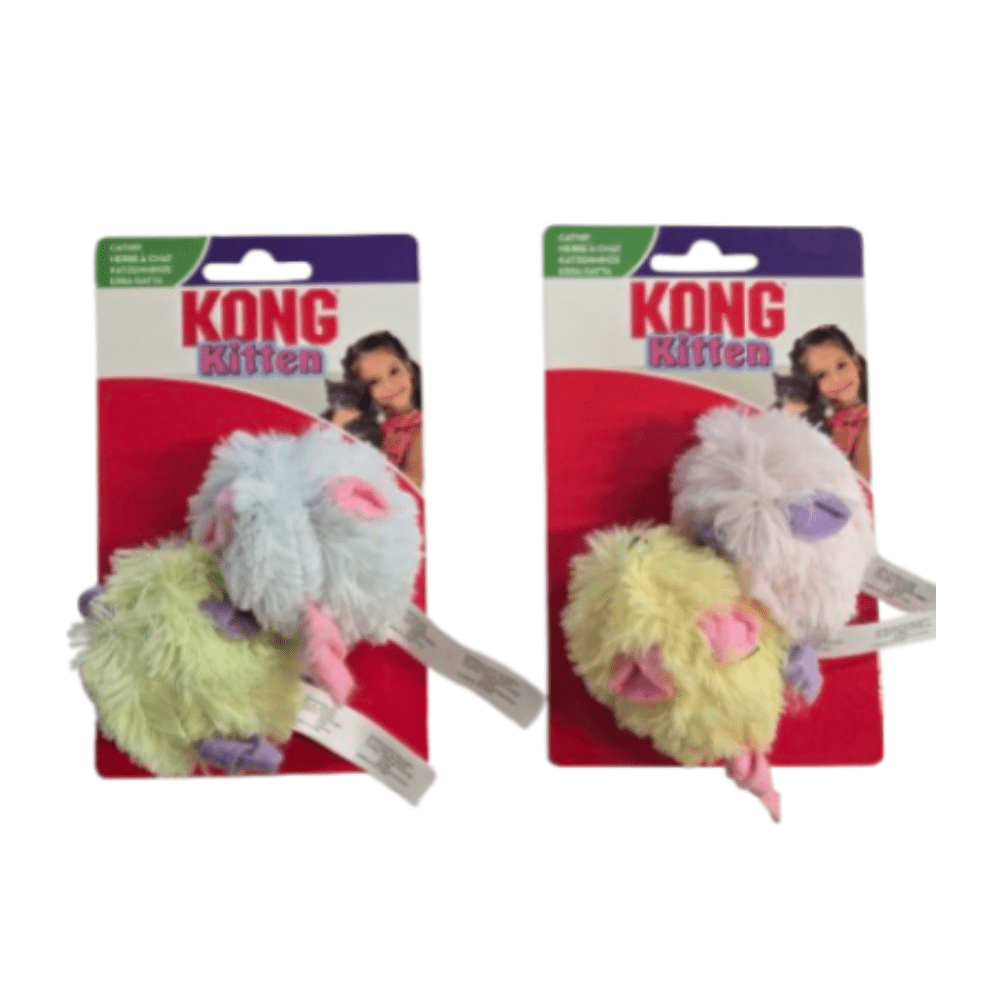Kong - Kattens legetøj - Mus - Killinger - gul & lyserød - 2 stk.