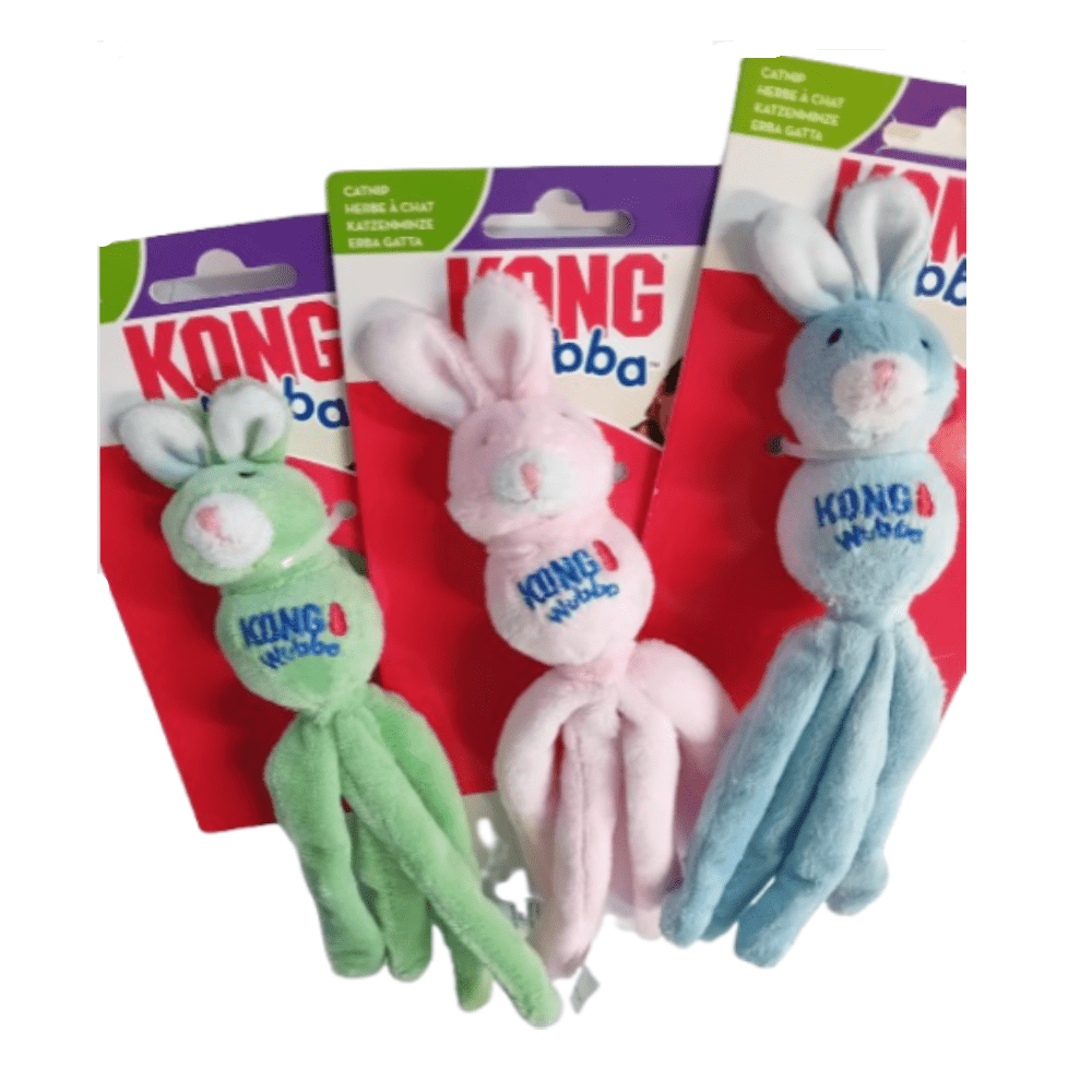 Kong - Wubba Kanin - Plys & Knas - Kattelegetøj - Pastel Lyserød - 21cm