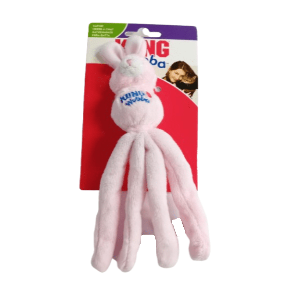 Kong - Wubba Kanin - Plys & Knas - Kattelegetøj - Pastel Lyserød - 21cm