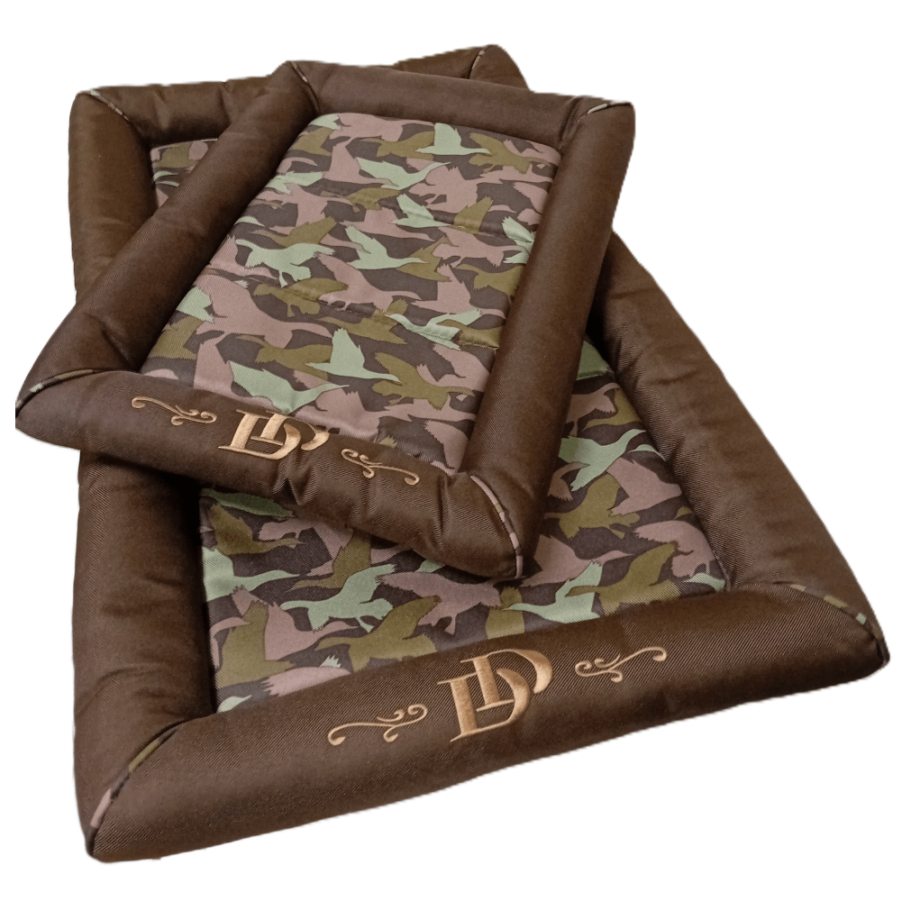 Luksus Oxford Crate Hundeseng - Brun/Pink/Grøn/Beige Camo - 86x51cm