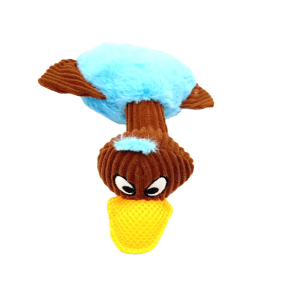 MaxxPro - Knisper & Piep Eend - Hondenspeelgoed - Blauw/Bruin - 19cm