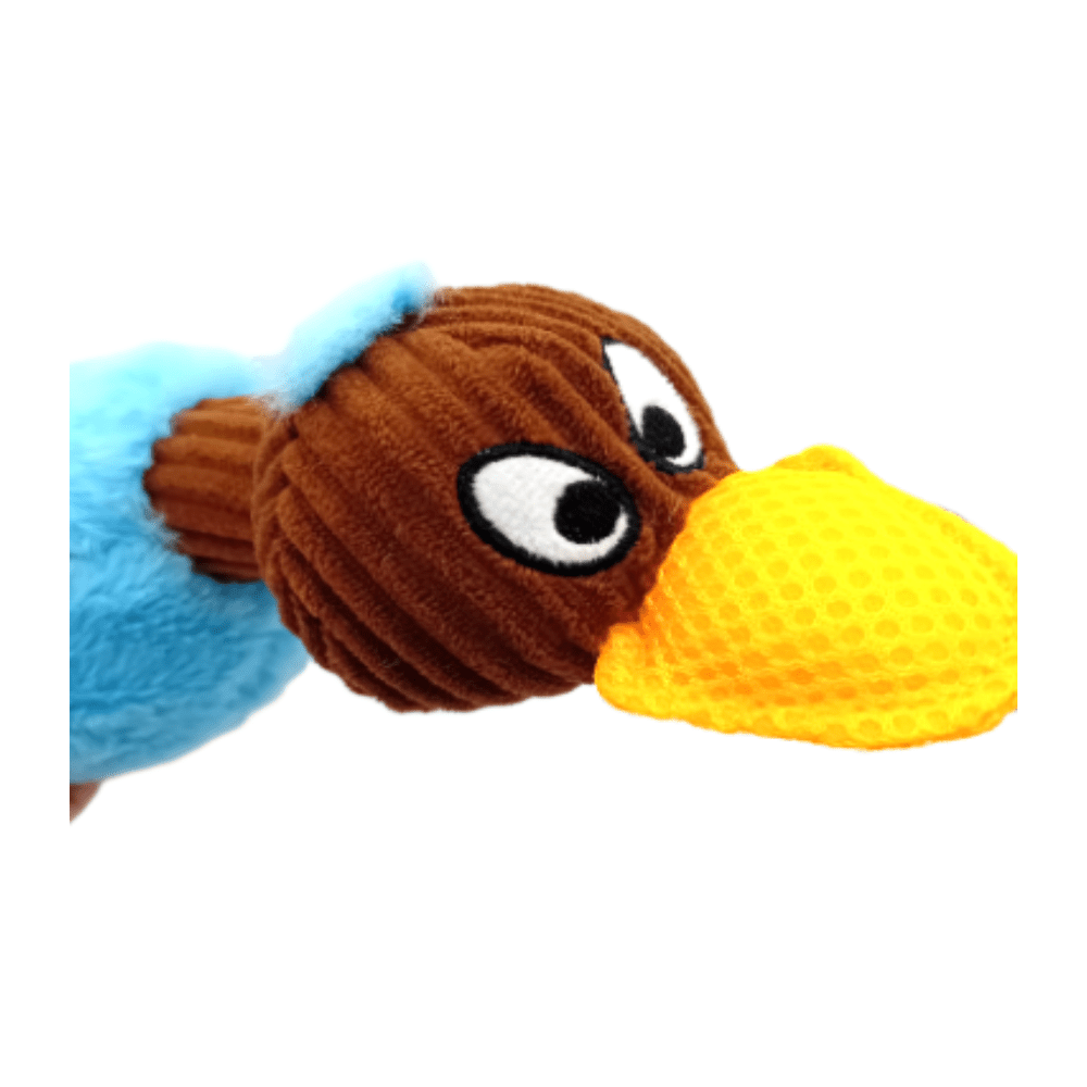 MaxxPro - Knisper & Piep Eend - Hondenspeelgoed - Blauw/Bruin - 19cm