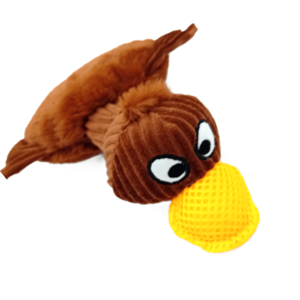 MaxxPro - Knisper & Piep Eend - Hondenspeelgoed - Bruin - 19cm