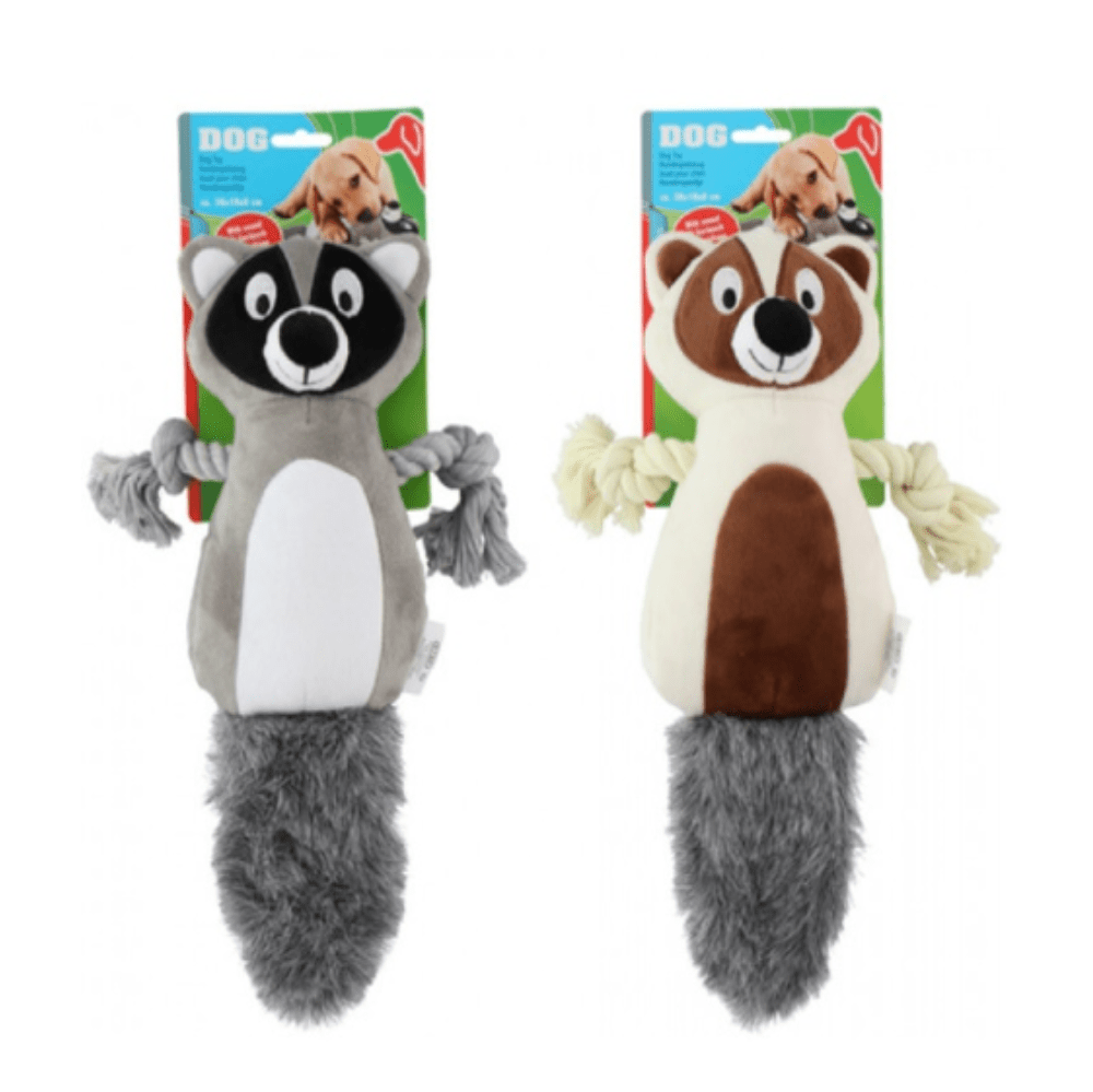 MaxxPro -  Pluche Wasbeer - Hondenspeeltje -Grijs/Wit - 36cm