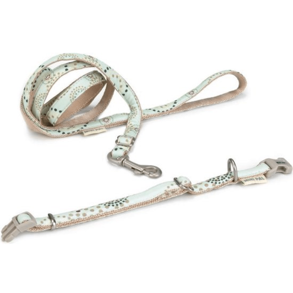 Minipal - Halsband en Looplijn - Voor Pups & Kleine honden - Zachtgroen/Beige - Diergigant