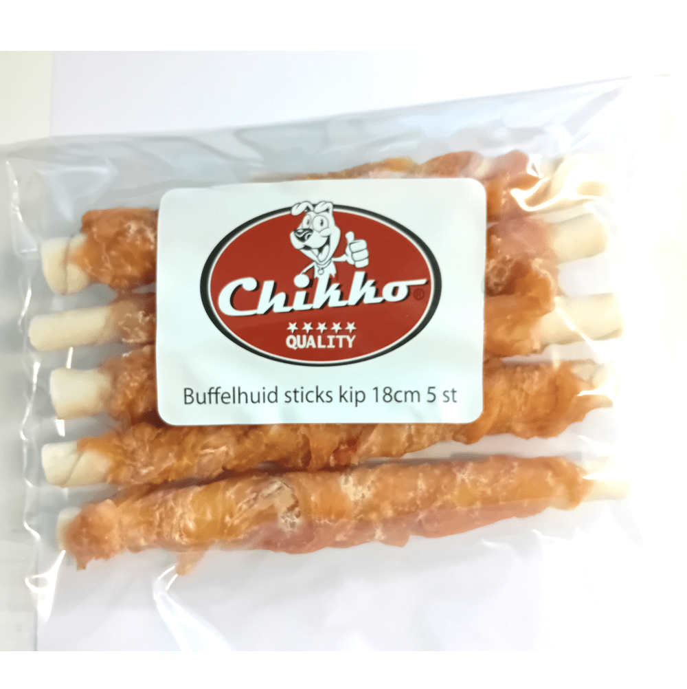 Natural Buffalo Skin and Chicken Sticks for Dogs - 18cm - 5 pieces