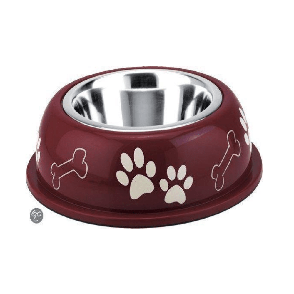Nobby - Stylish melamine feeding bowl Bordeaux Red with stainless steel insert - dishwasher safe - 250ml