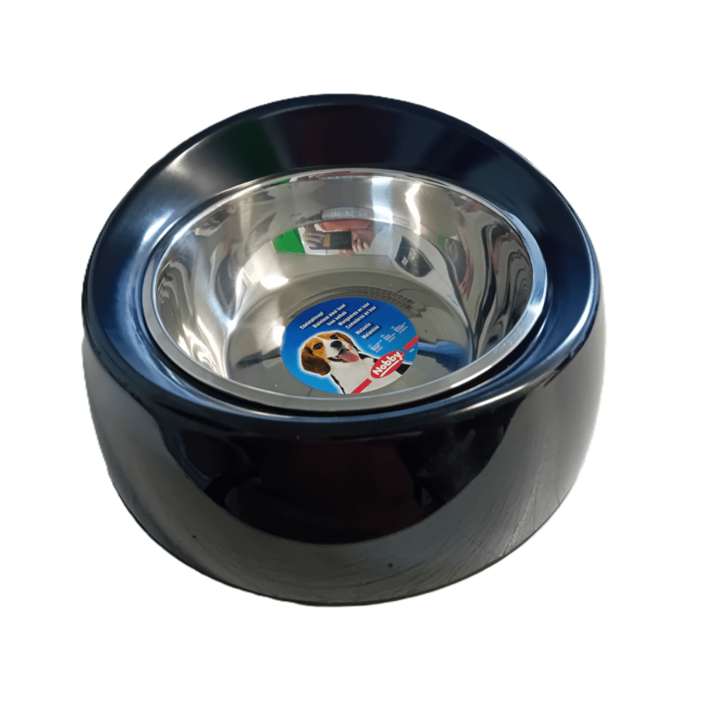 Nobby - Stijlvolle melamine eetbak - met RVS inzet - vaatwasbestendig - 700 ml - Diergigant