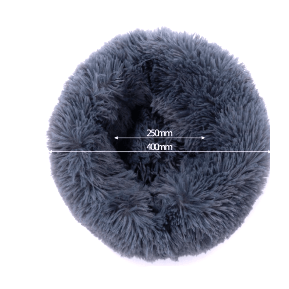 Paco - Pluche Honden- en Kattenkussen - 40cm - Rond - Antraciet