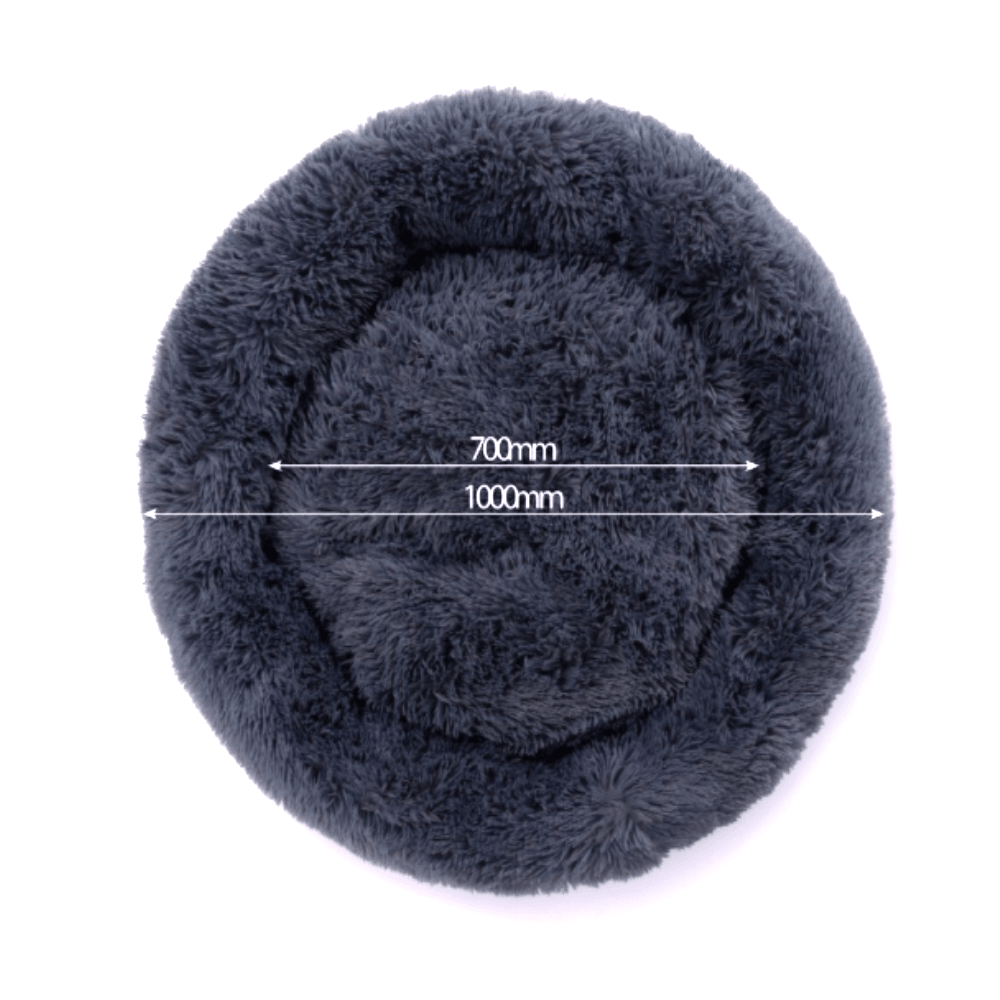 Paco - Pluche Hondenkussen - 100cm - Rond - Antraciet