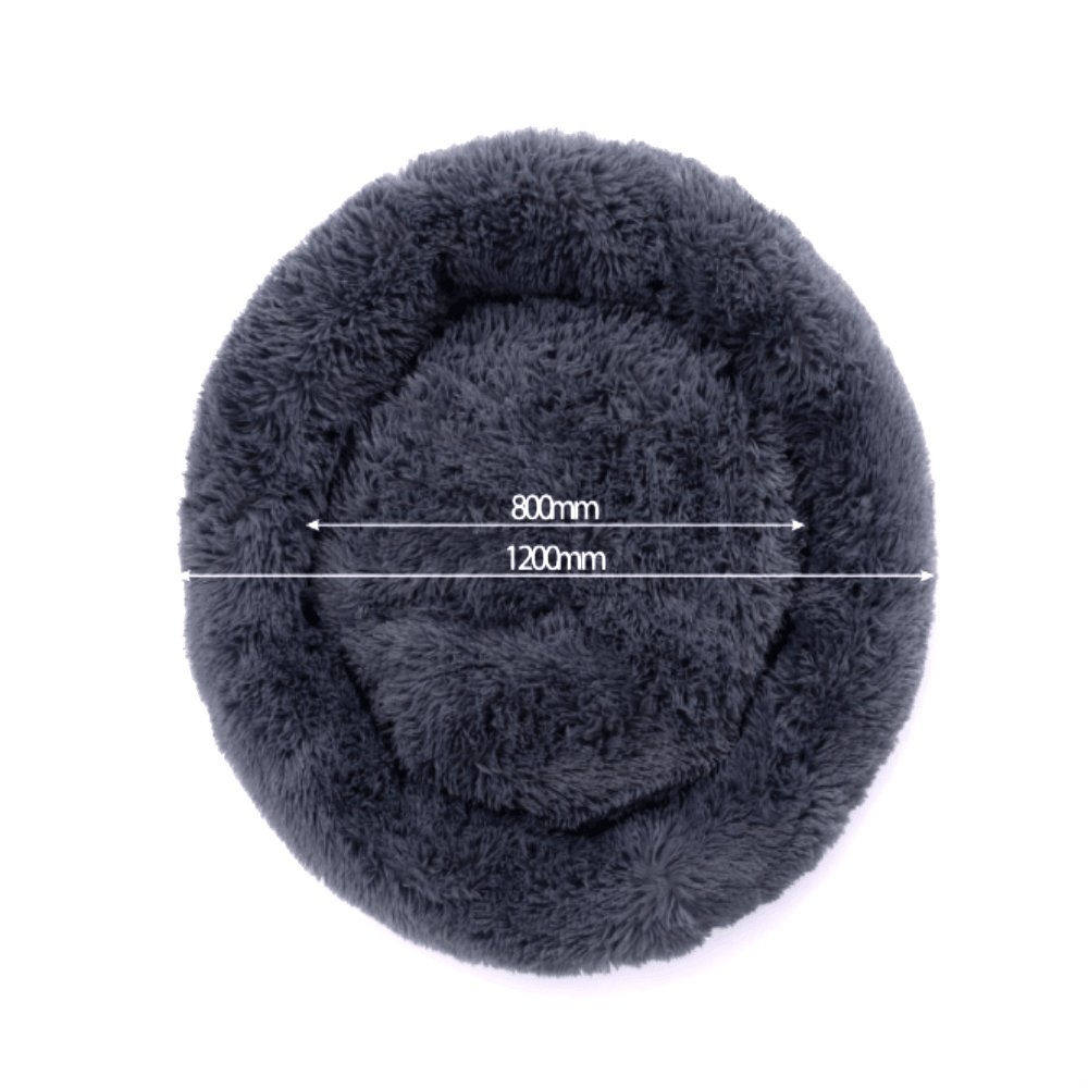 Paco - Pluche Hondenkussen - 120cm - Rond - Antraciet