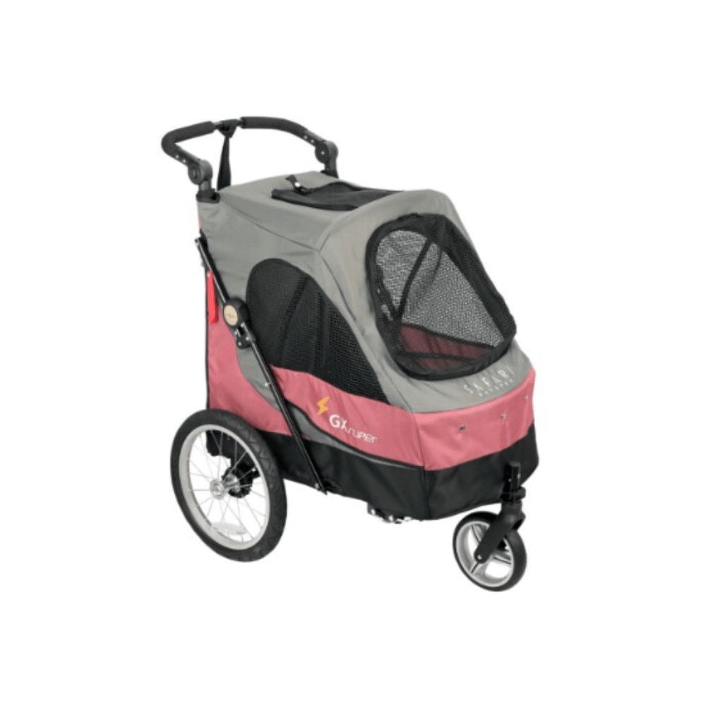 Petstro - Buggy 3 Roues – Confort & Style pour Chaque Animal de Compagnie - Gris/Rose - M
