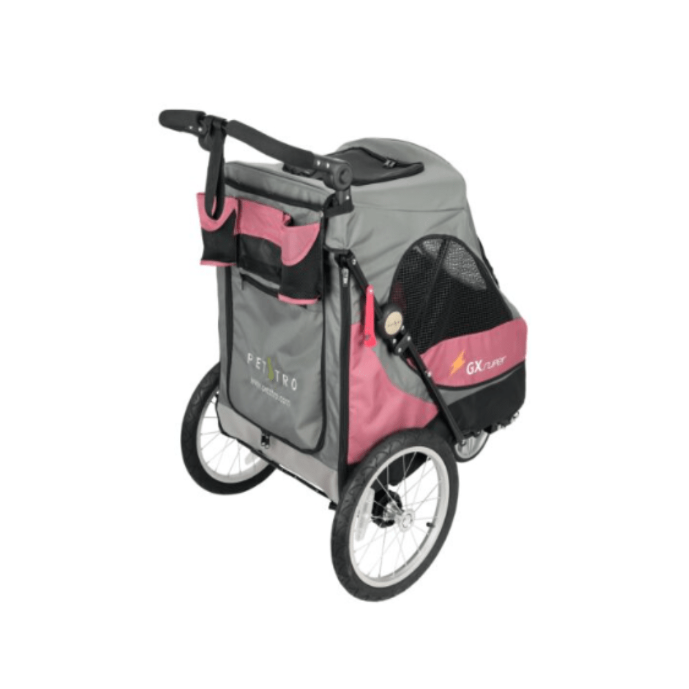 Petstro - Buggy 3 Roues – Confort & Style pour Chaque Animal de Compagnie - Gris/Rose - M