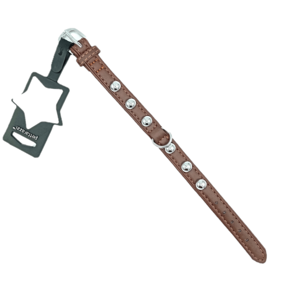 Pettarazzi - Collier - Chocolat brun avec boutons argentés - 55cmx35mm