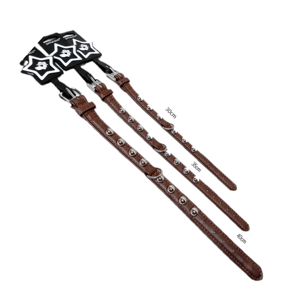 Pettarazzi - Collier - Chocolat brun avec boutons argentés - 30cmx15mm