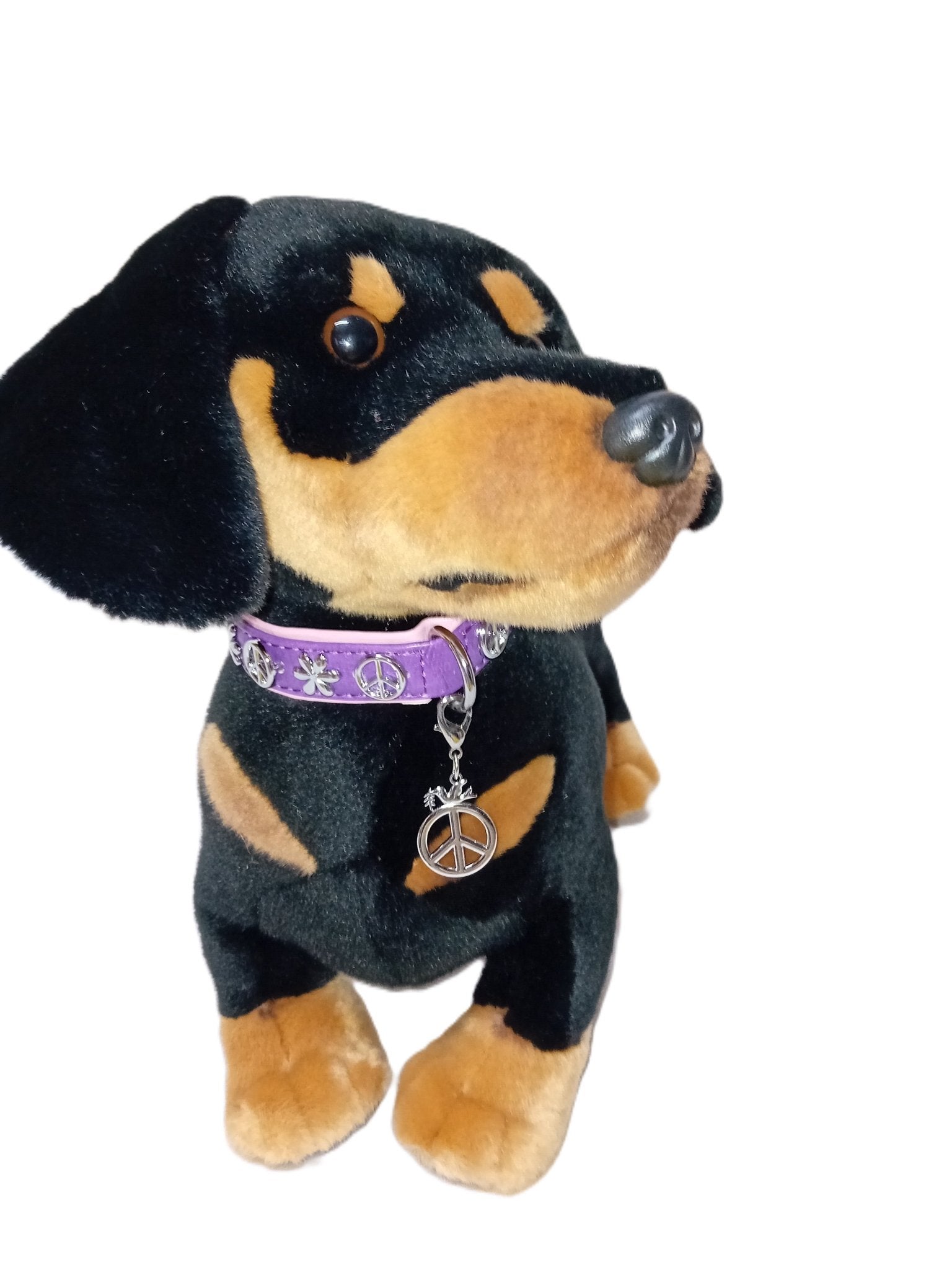 Pettarazzi - Halsband - Paars/Roze Love & Peace Artileather - 40cmx20mm