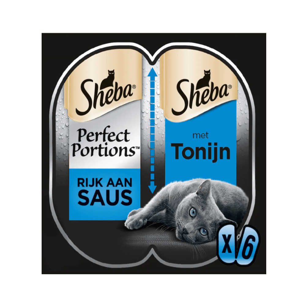 Sheba - Perfect Portions Tonijn - Overheerlijke Saus - 6 x 37,5 gram - Diergigant