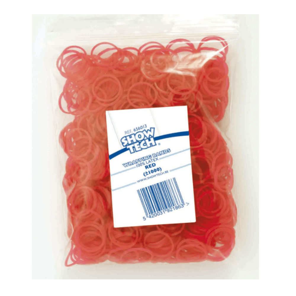 Show Tech -  Elastiekjes Rood - Latex - voor Papillotten - 1000st