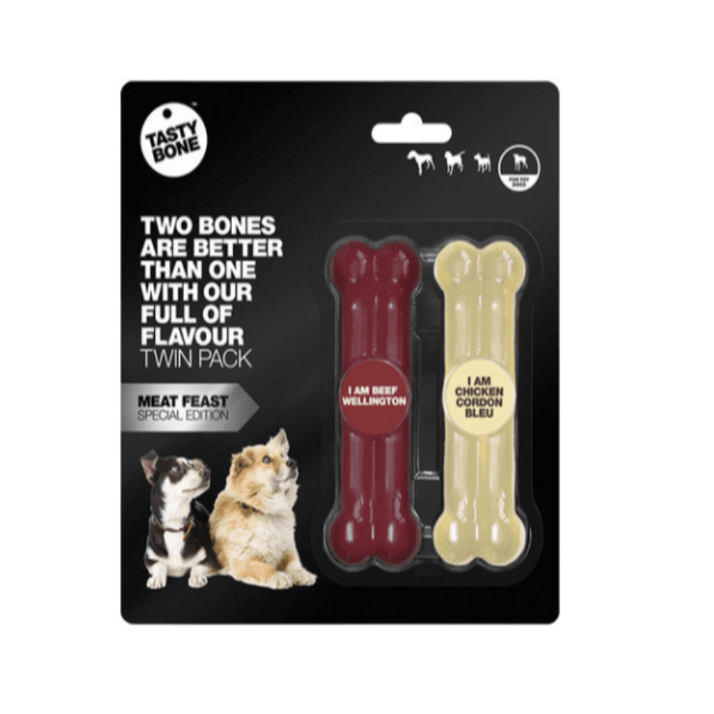 Tasty Bone - Os à mâcher - Plaisir de mâcher - Bœuf et poulet - Duo - XS - 11cm