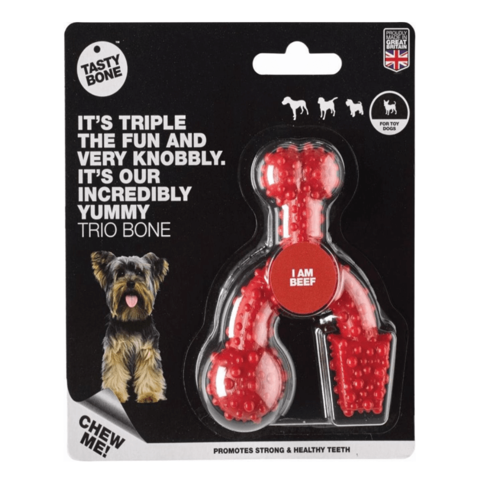 Tasty Bone - Os à mâcher - Plaisir de mâcher - Trio Bone - Bœuf - XS - 11cm