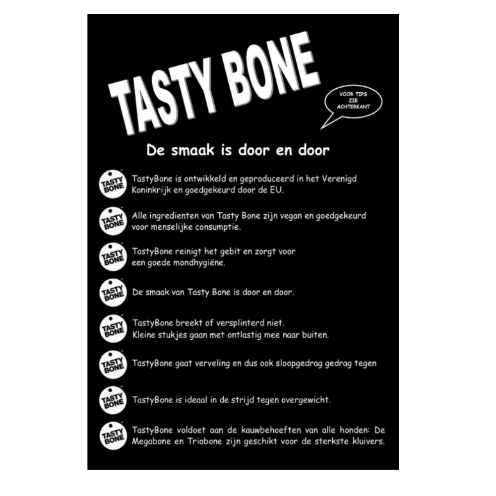 Tasty Bone - Kauwbot - Kauwplezier - Trio Bone - Beef - XS - 11cm - Diergigant