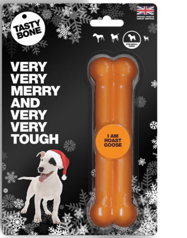 Tasty Bone - Os à mâcher - Noël - Mastication & plaisir gustatif - Oie rôtie - 15cm