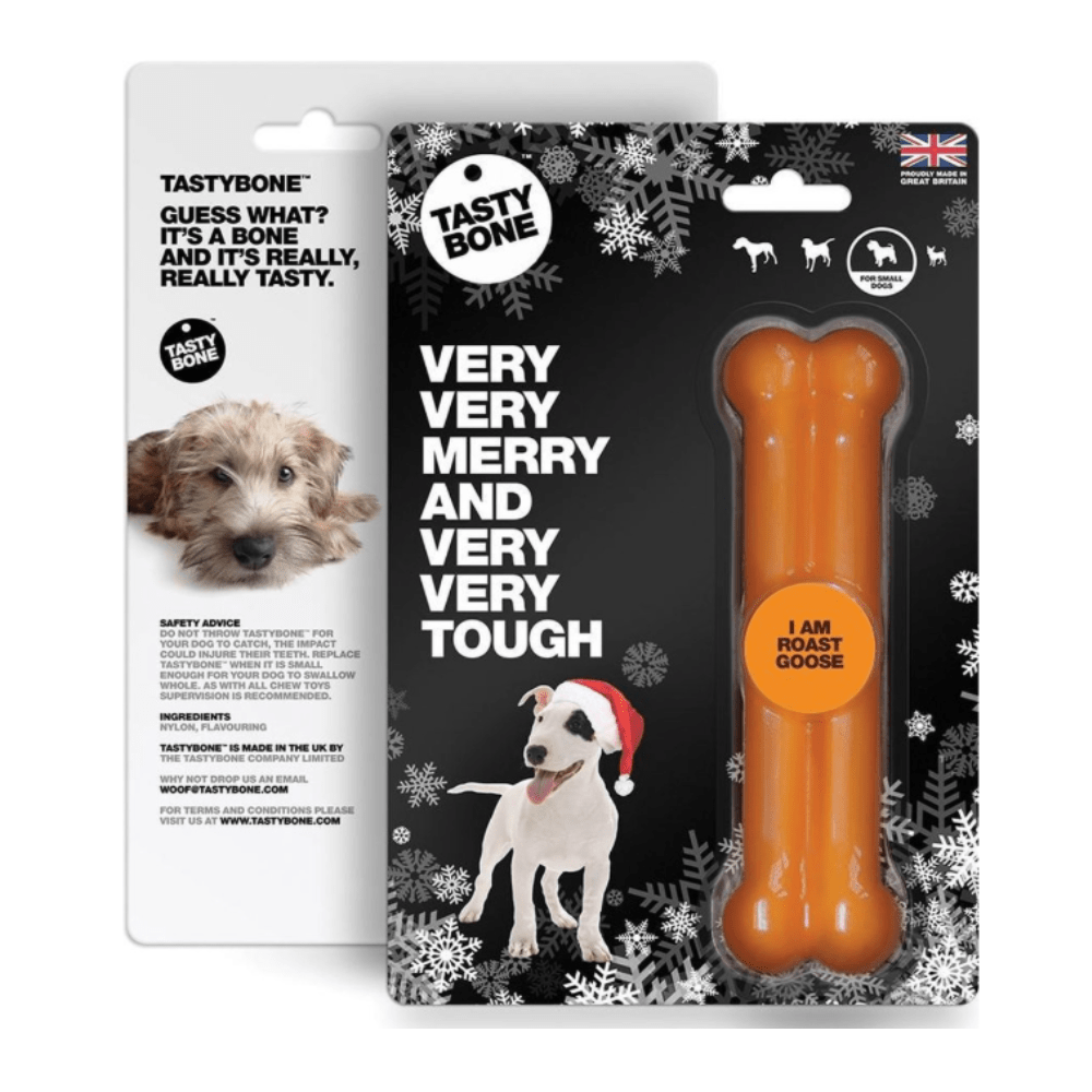 Tasty Bone - Os à mâcher - Noël - Mastication & plaisir gustatif - Oie rôtie - 15cm