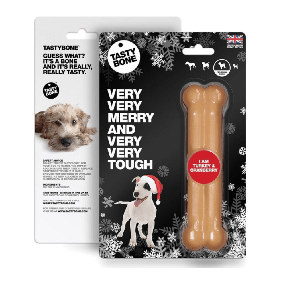 Tasty Bone - Os à mâcher - Noël - Plaisir de mâcher - Dinde/Cranberry - 15cm
