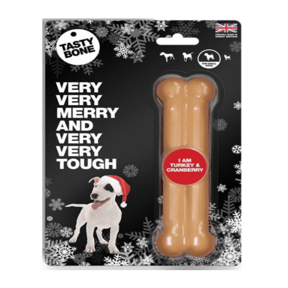 Tasty Bone - Os à mâcher - Noël - Plaisir de mâcher - Dinde/Cranberry - 15cm