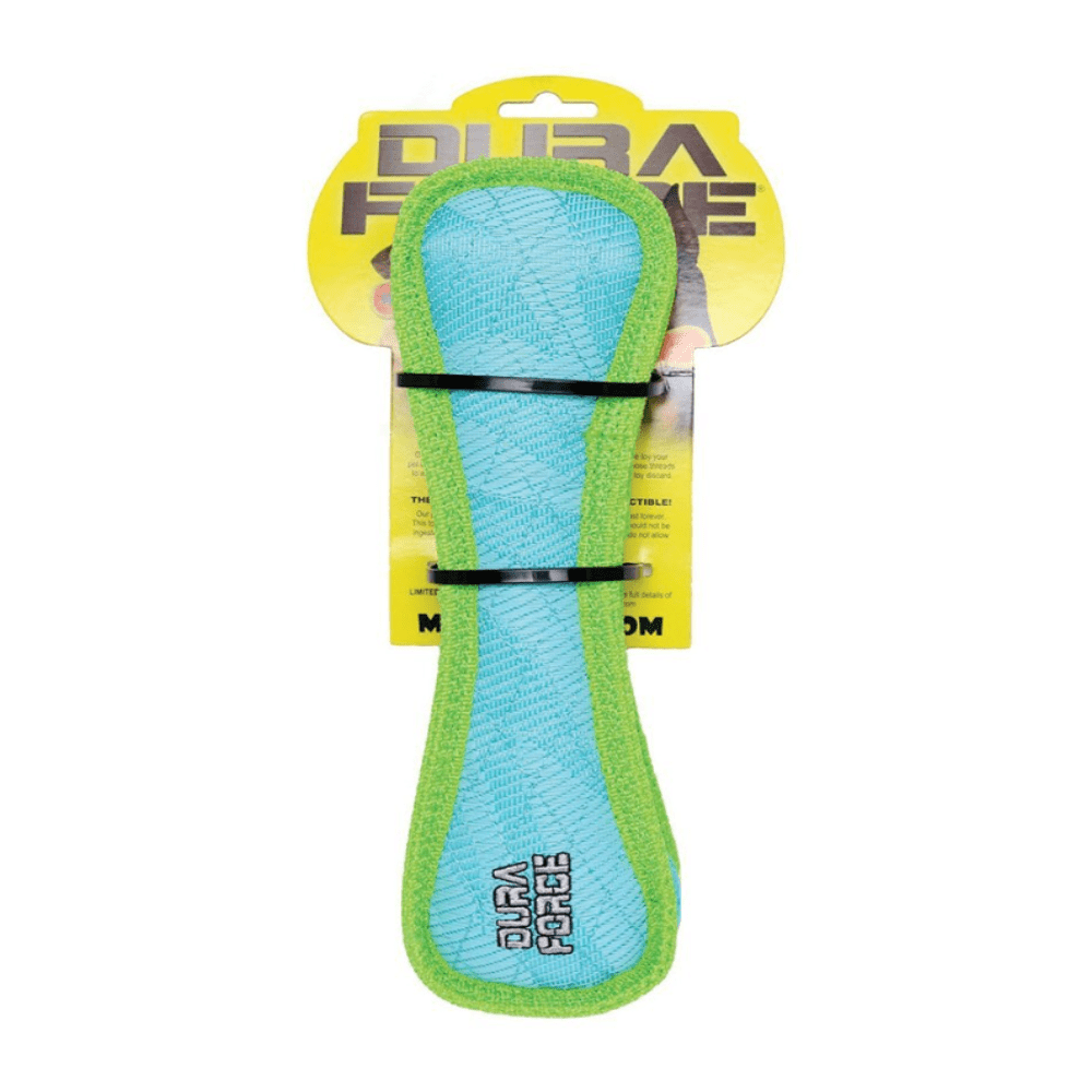 Tuffy - DuraForce Knogle - Tiger Blå/Grøn - Holdbar - 28,5 cm